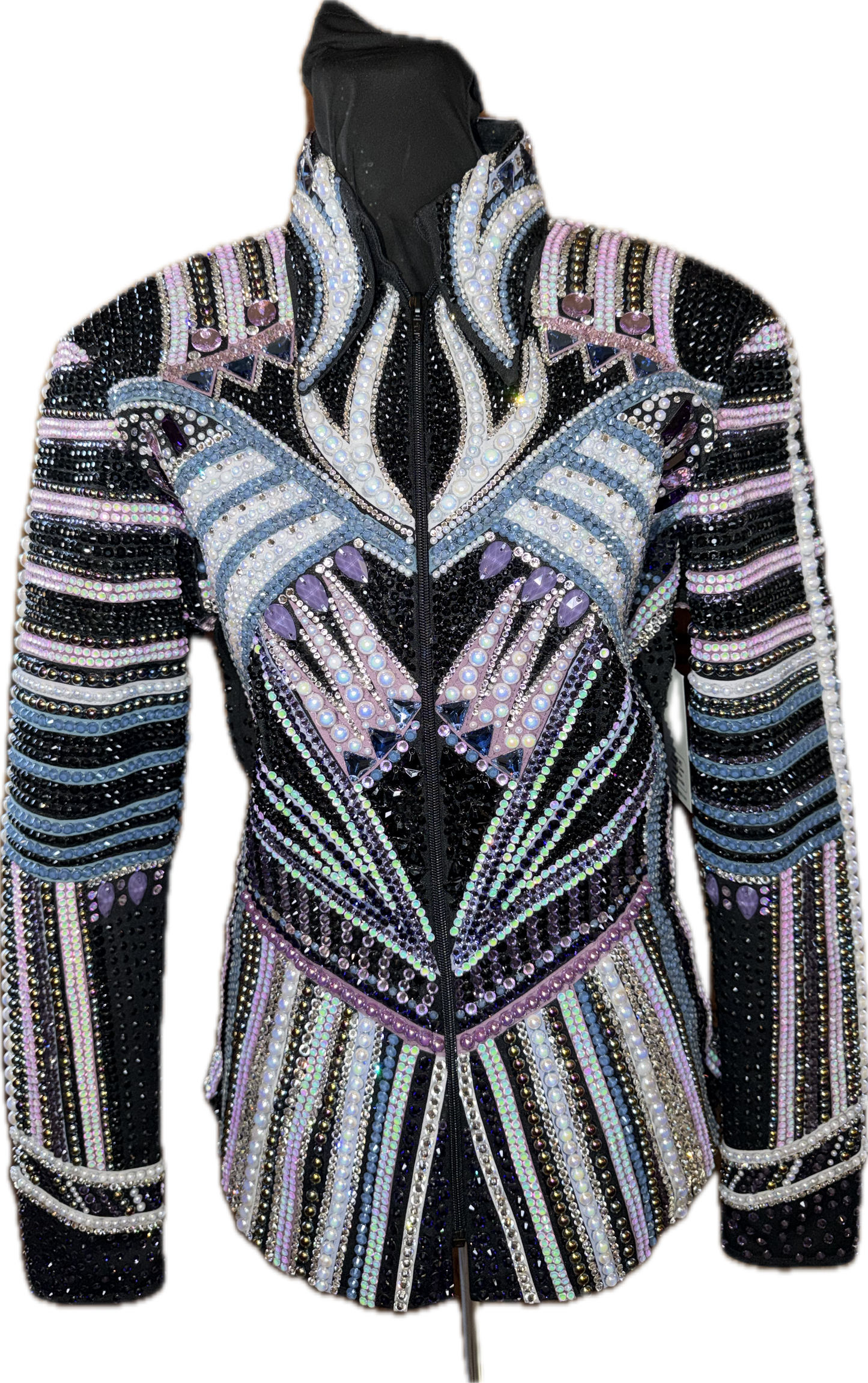 Medium Showmanship Jacket Black, Denim Blue, Lavender, White and Pale Pink