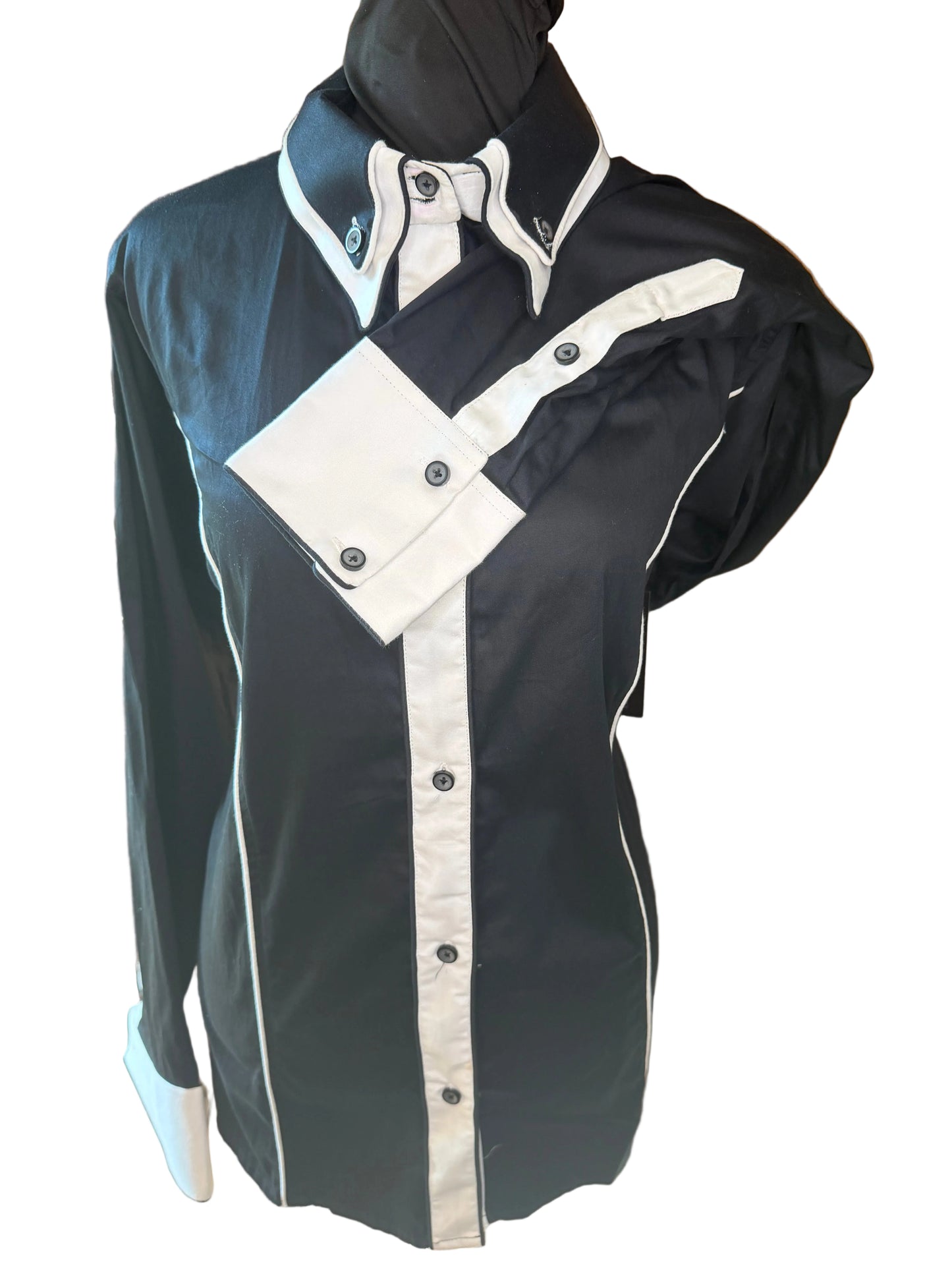 **Bust 44** Western Cotton Shirt **Button Front** Black/White