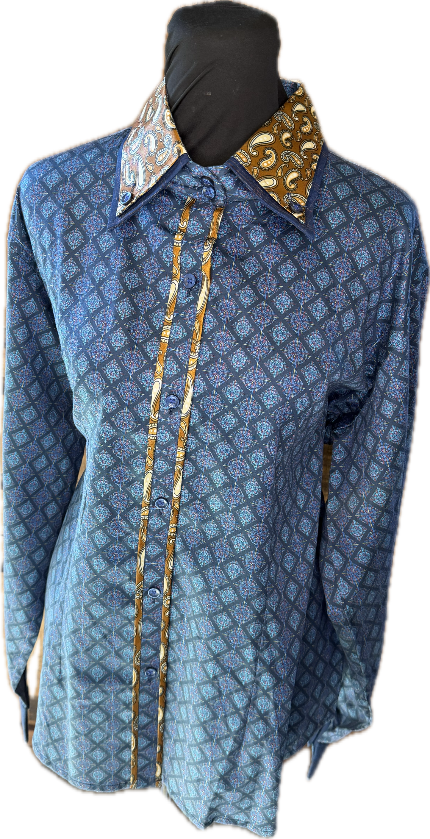 *46 Bust* Vest Set *Navy Blue Plaid with Matching Shirt