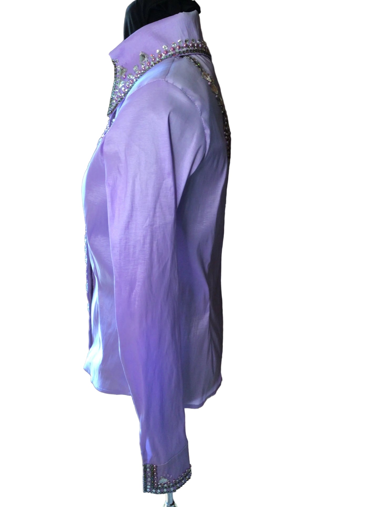 Small Stretch Taffeta Lavender Day Shirt with Reto Crystal Design