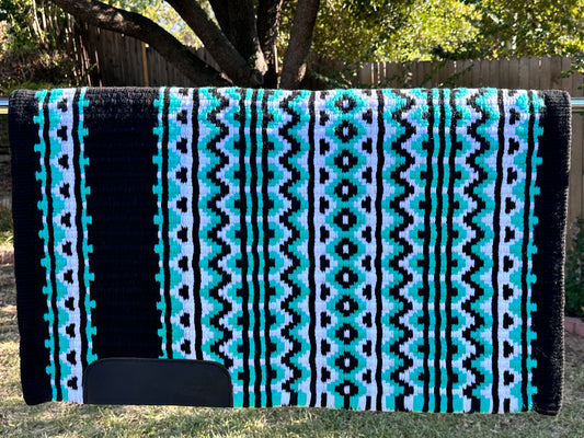 550.  Oversized saddle blanket black, mint, white