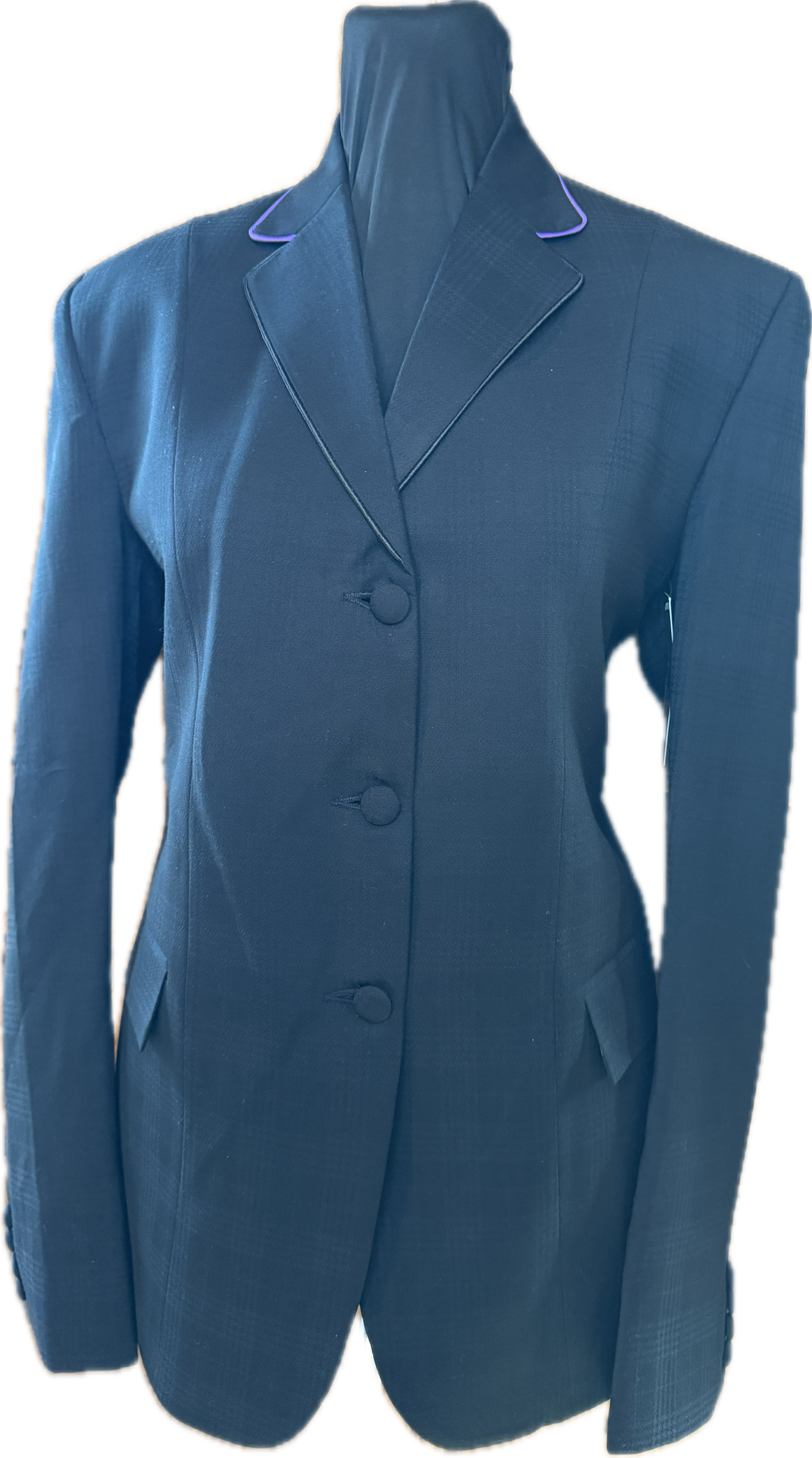 *36 Bust* Black Plaid with Purple Piping