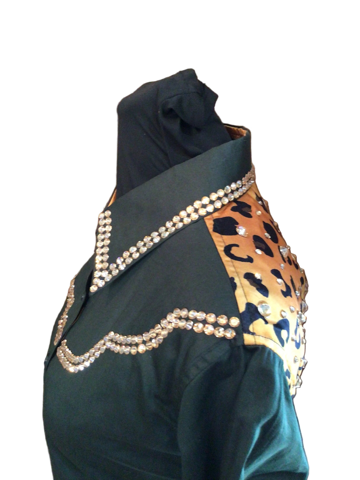 Size Medium Black Day Shirt with Leopard Back Details