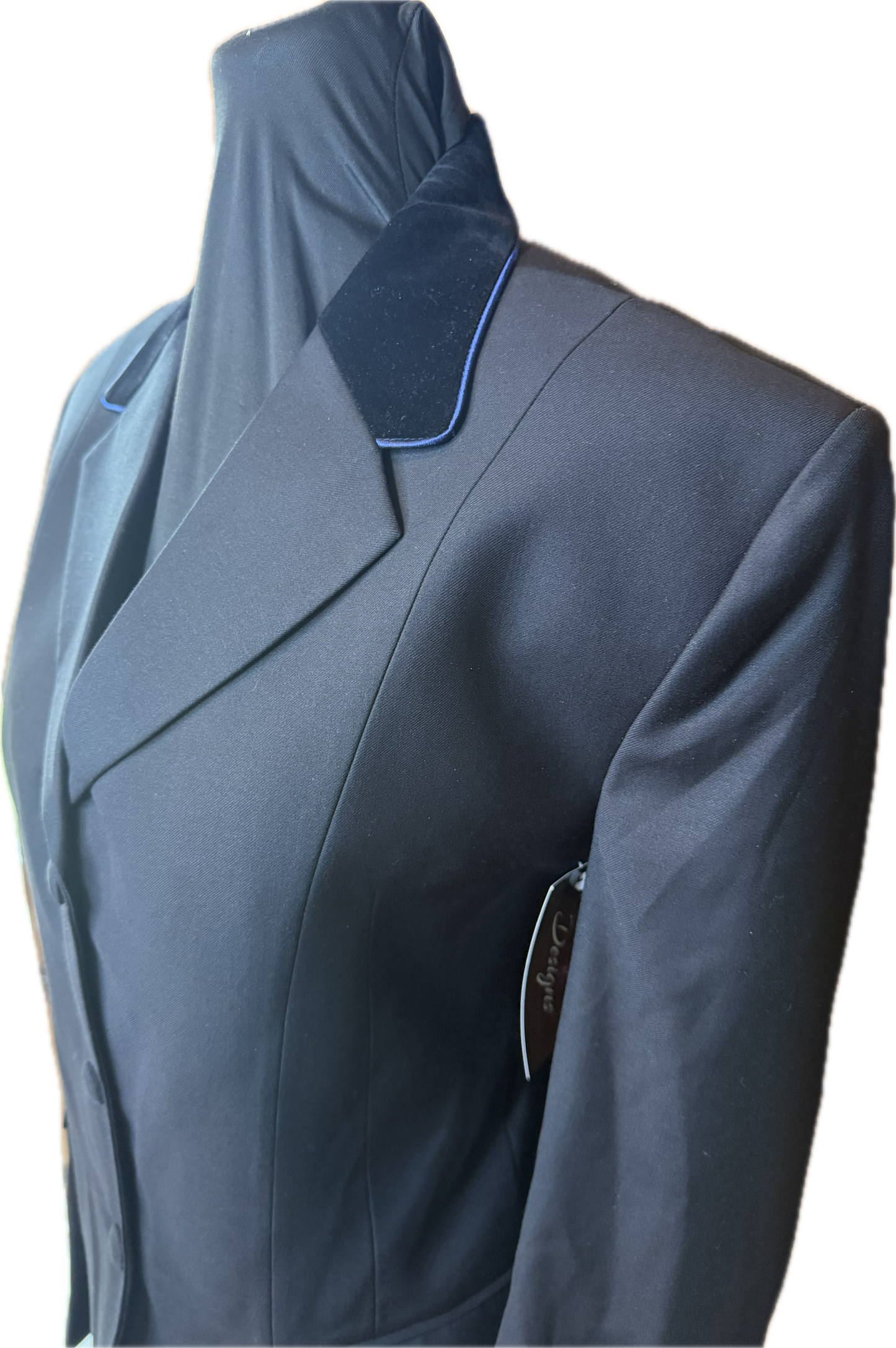 *36 Bust* Black with Velvet Collar and Dark Navy Piping