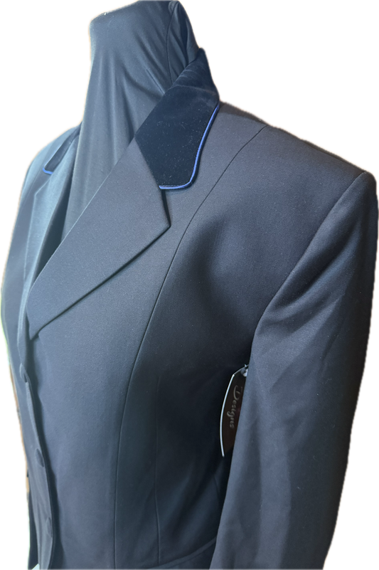 *36 Bust* Black with Velvet Collar and Dark Navy Piping