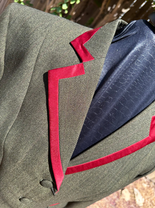 #R080 Size 16 Showmanship/Halter suit set Olive green with brick red trims