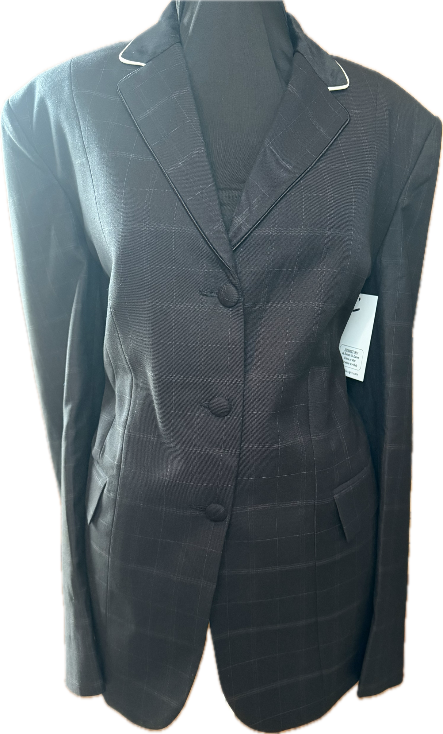 *42 Bust* Black Plaid with White Piping