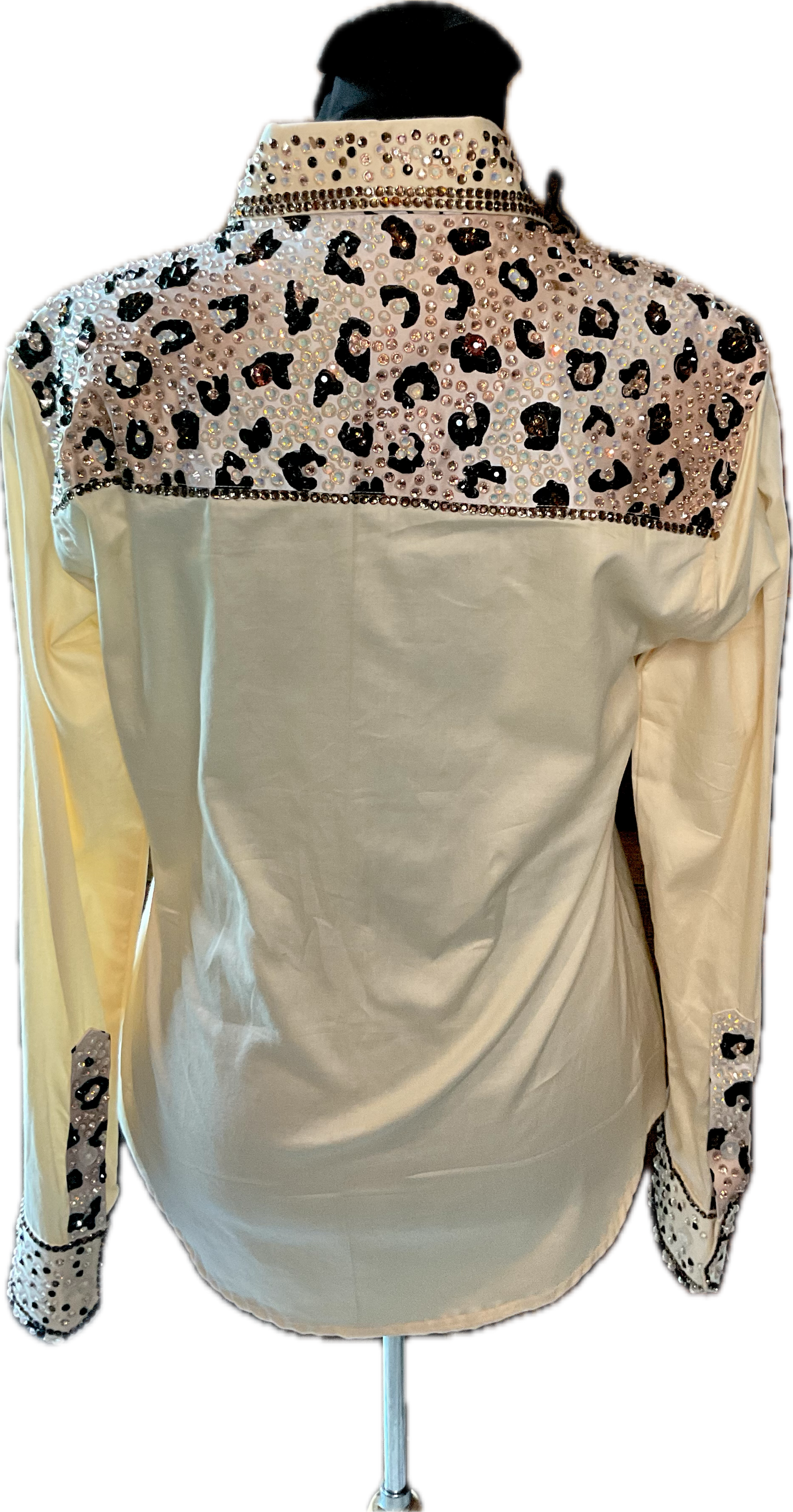 Small Cream Day Shirt Cheetah Print Cotton with Rose Gold Detail