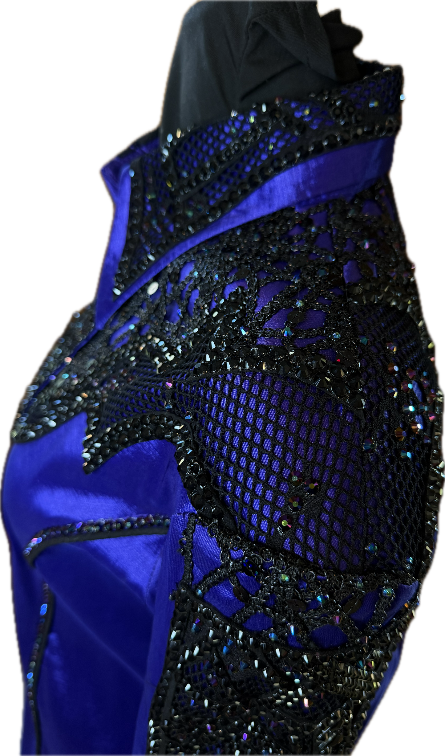 Size Large Purple Stretch Taffeta With Black Retro Design