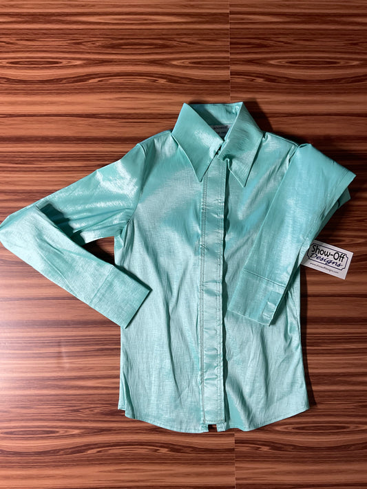 Kids Size 14 Mint ice stretch taffeta plain shirt