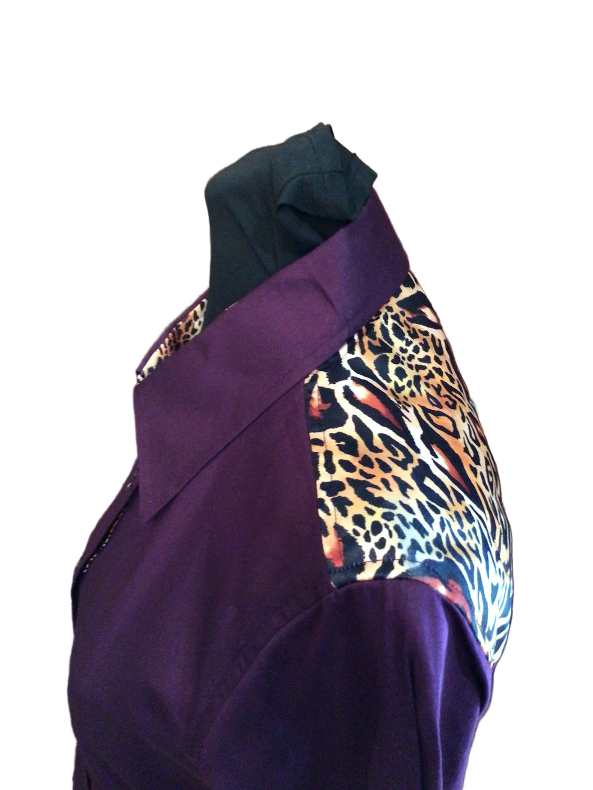 Small Purple Cotton Day Shirt with Leopard Details
