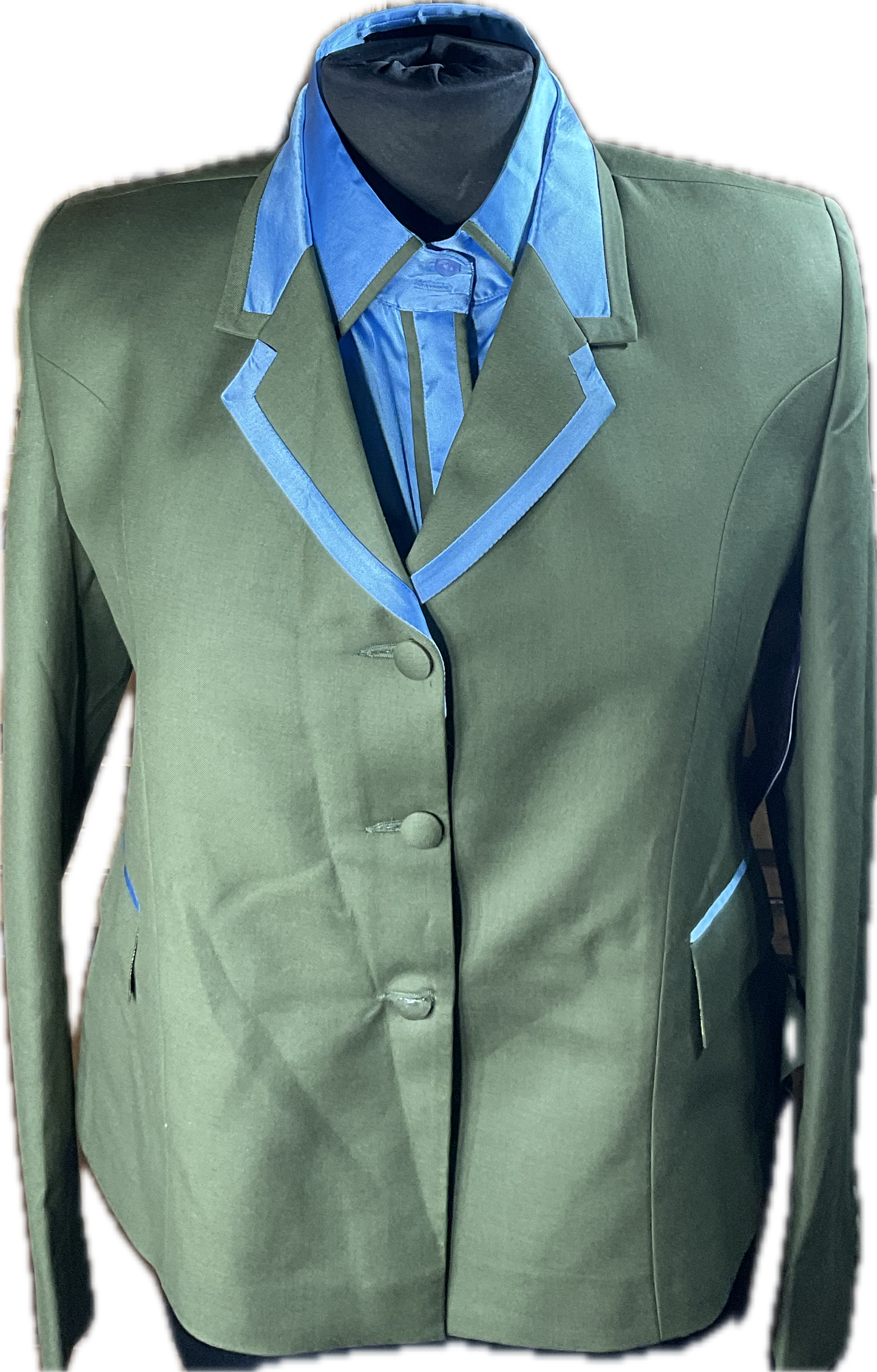 *36 Bust* Olive green coat, light blue shirt with matching olive pants (34" waist)