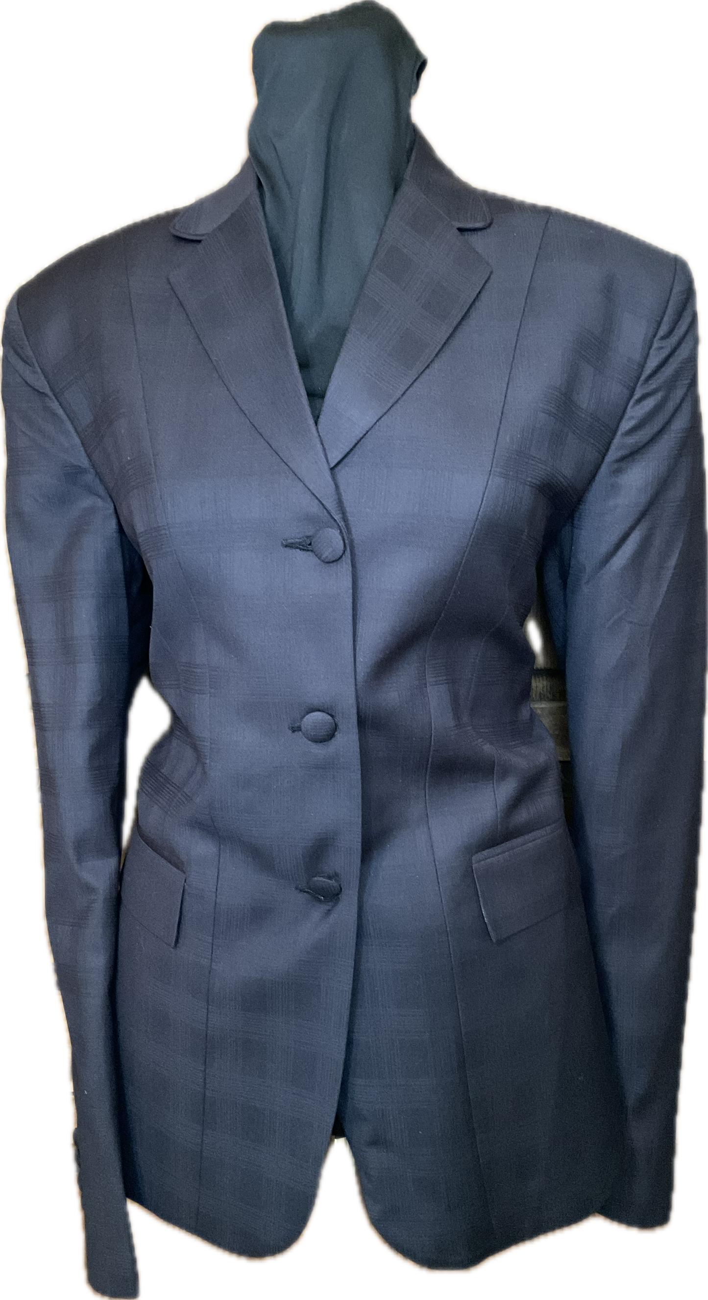 *36 Bust* Black Plaid Hunt Coat with Velvet Collar
