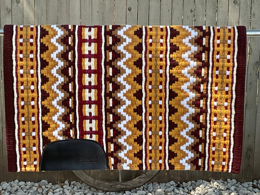 B101 Oversized Saddle Blanket Burgandy, Indian Tan, Gold, Matte Metallic Burgandy, White