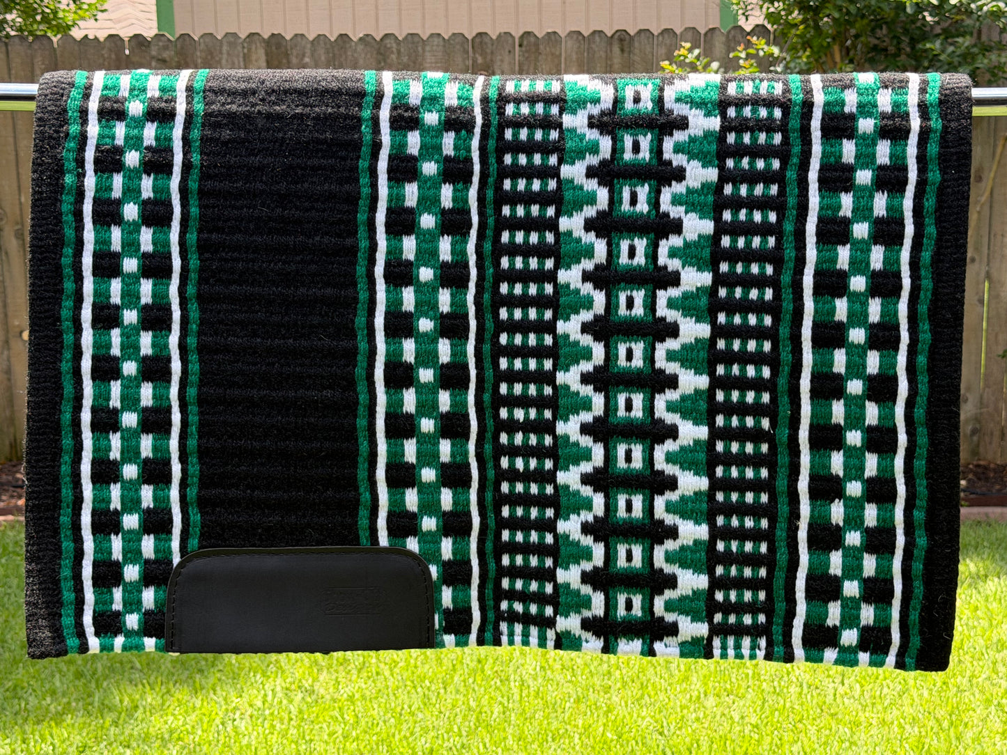 B578 Oversized Saddle Blanket Black, White, Emerald Green