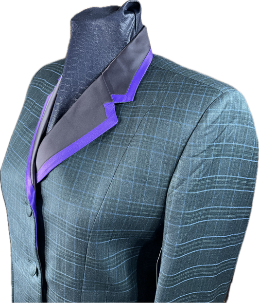 *32 Bust* Hunter green plaid with purple trims. Hidden zipper behind the buttons.