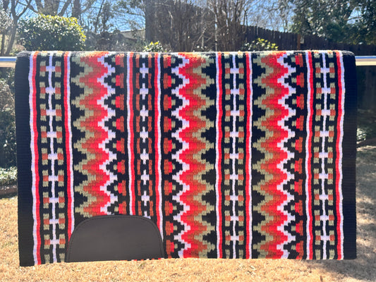 B119 Oversized Saddle Blanket black, white, orange, tangerine, pistachio