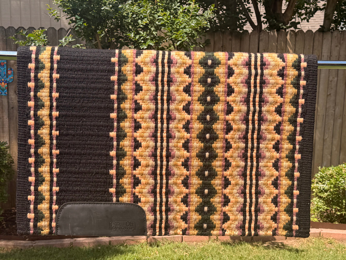 B532 Oversized Saddle Blanket Black, White, Burgundy, Hunter Green, Brown Gold