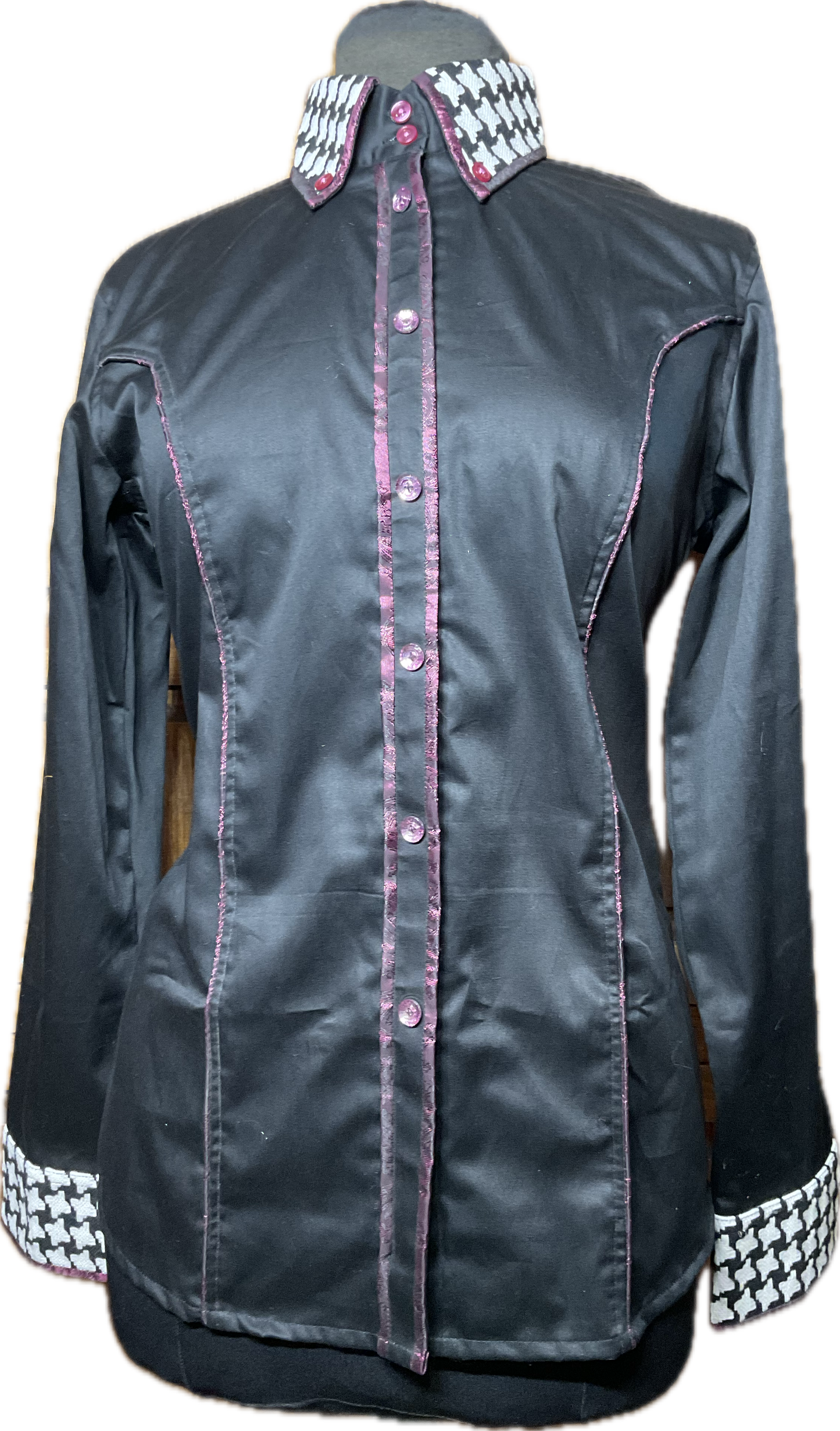 *40 Bust* Vest * Black print and white houndstooth with hidden zipper with matching shirt also with hidden zipper.