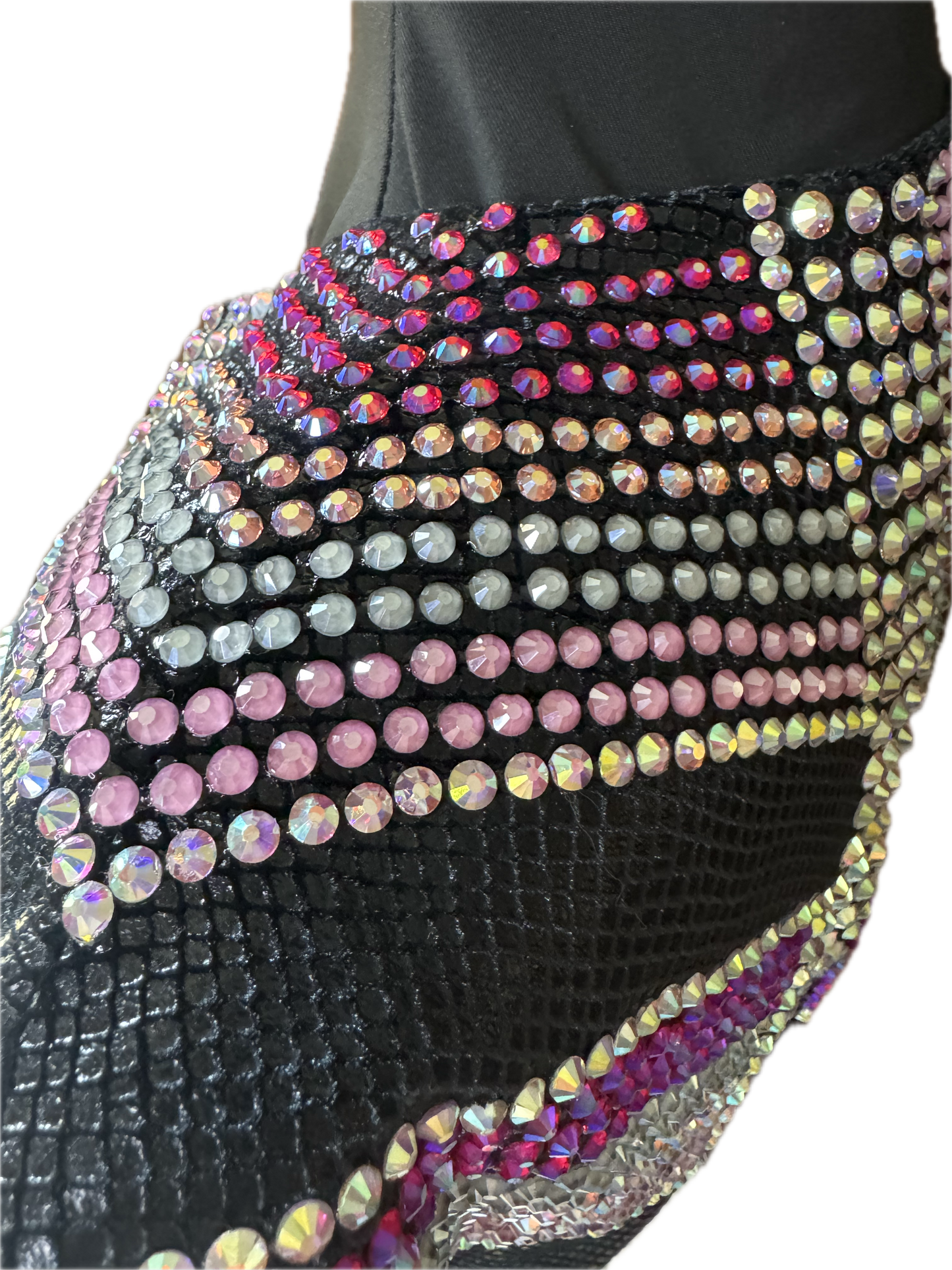 XL vest with black textured vest with lt. siam ab crystal design