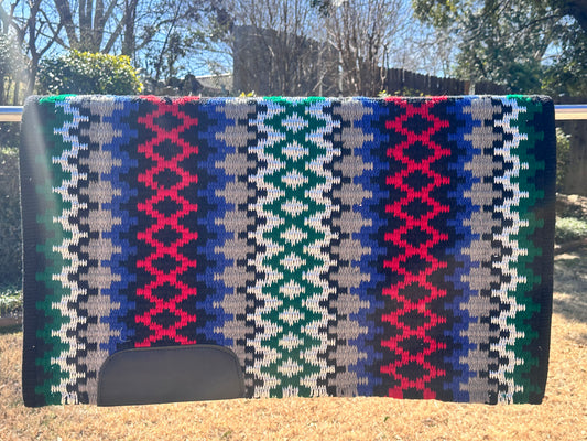 B144 Oversized Saddle Blanket (34x40) black, show red, kelly green, royal blue, pure silver metallic, grey