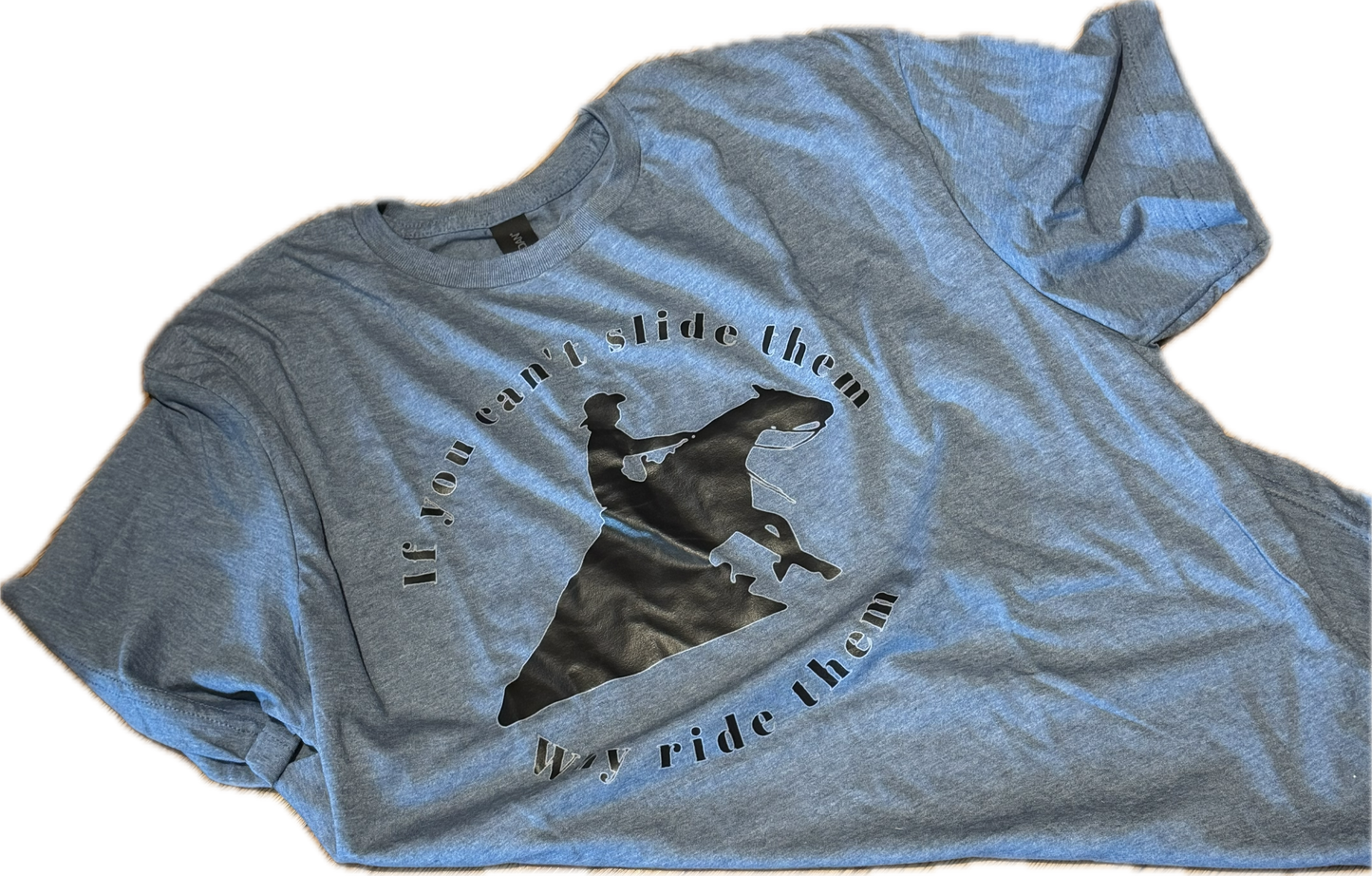 T-Shirt "Slide Em'" Large in Royal Blue Heather