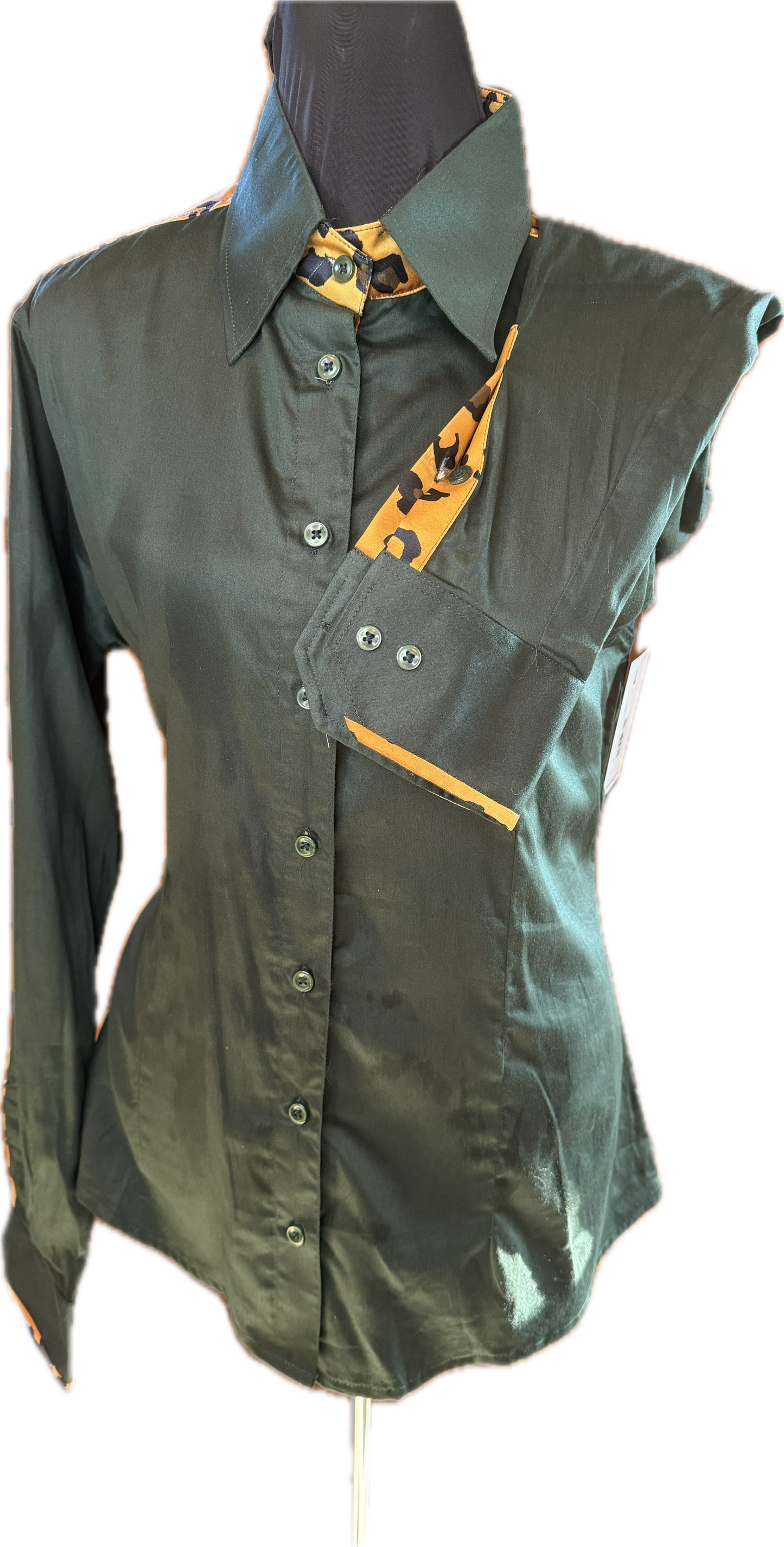 Cheetah Western Ladies Shirt Hunter Green
