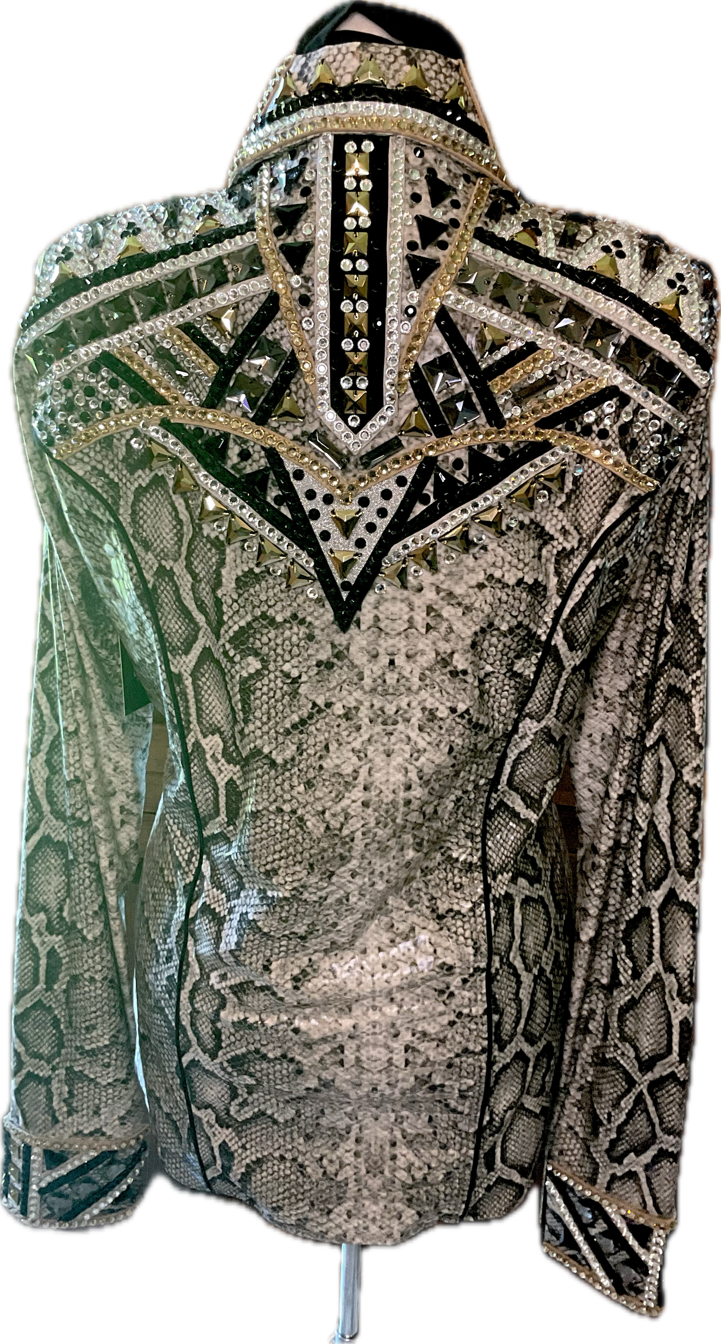 Size Large Animal Printed Lycra Day Shirt with Rose Gold and Silver Detail