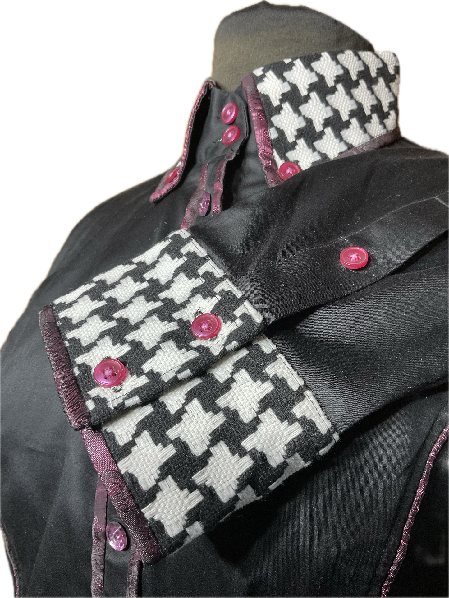 *40 Bust* Vest * Black print and white houndstooth with hidden zipper with matching shirt also with hidden zipper.