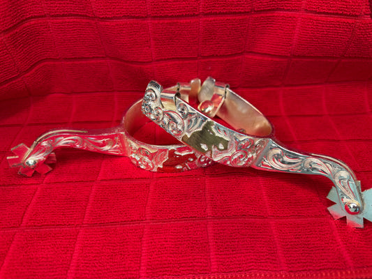 Sterling Sliver Overlay Spurs -Reining Slide-