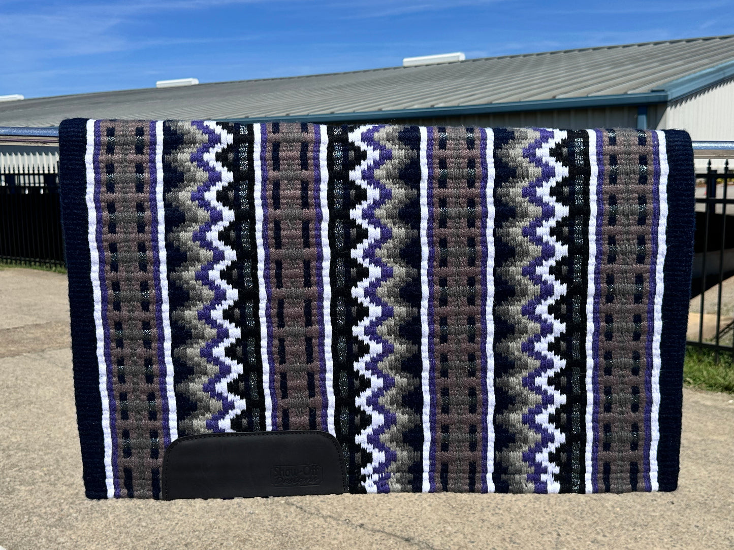 B389 Oversized Saddle Blanket Show Dark Navy Blue, White, Bright Purple, Charcoal, Charcoal Matte Metallic, Siler Rose, Black