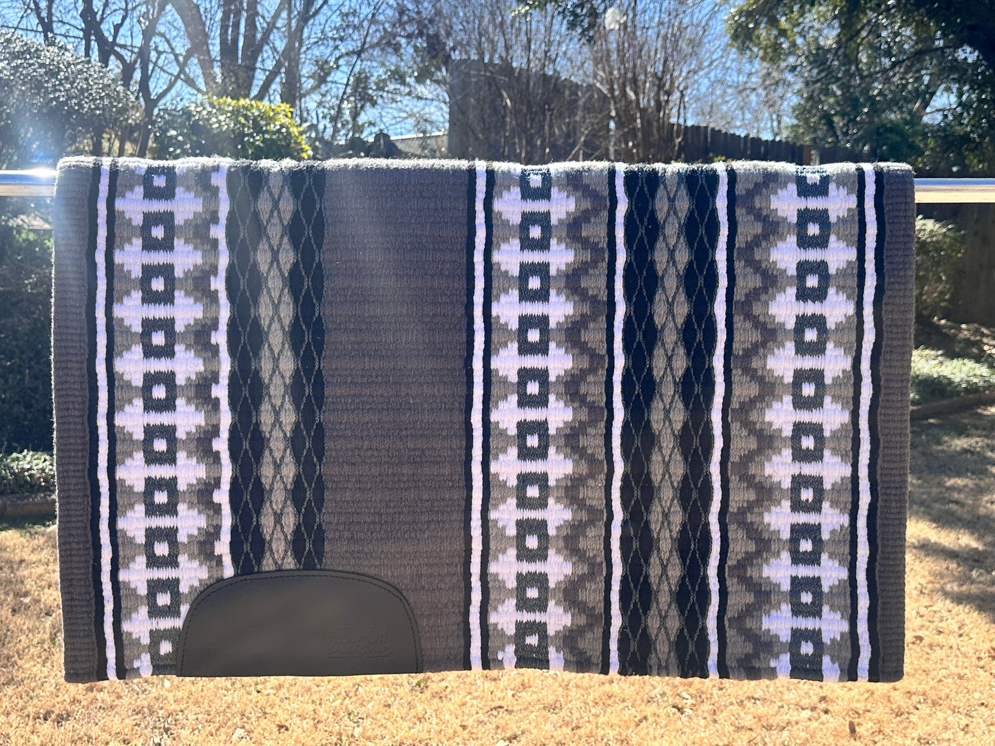 B138  Oversized Saddle Blanket charcoal grey, black, white, ash, matte metallic charcoal