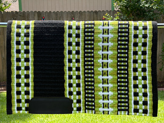 B574 Oversized Saddle Blanket Black, Lime Green, Lime Blast, White