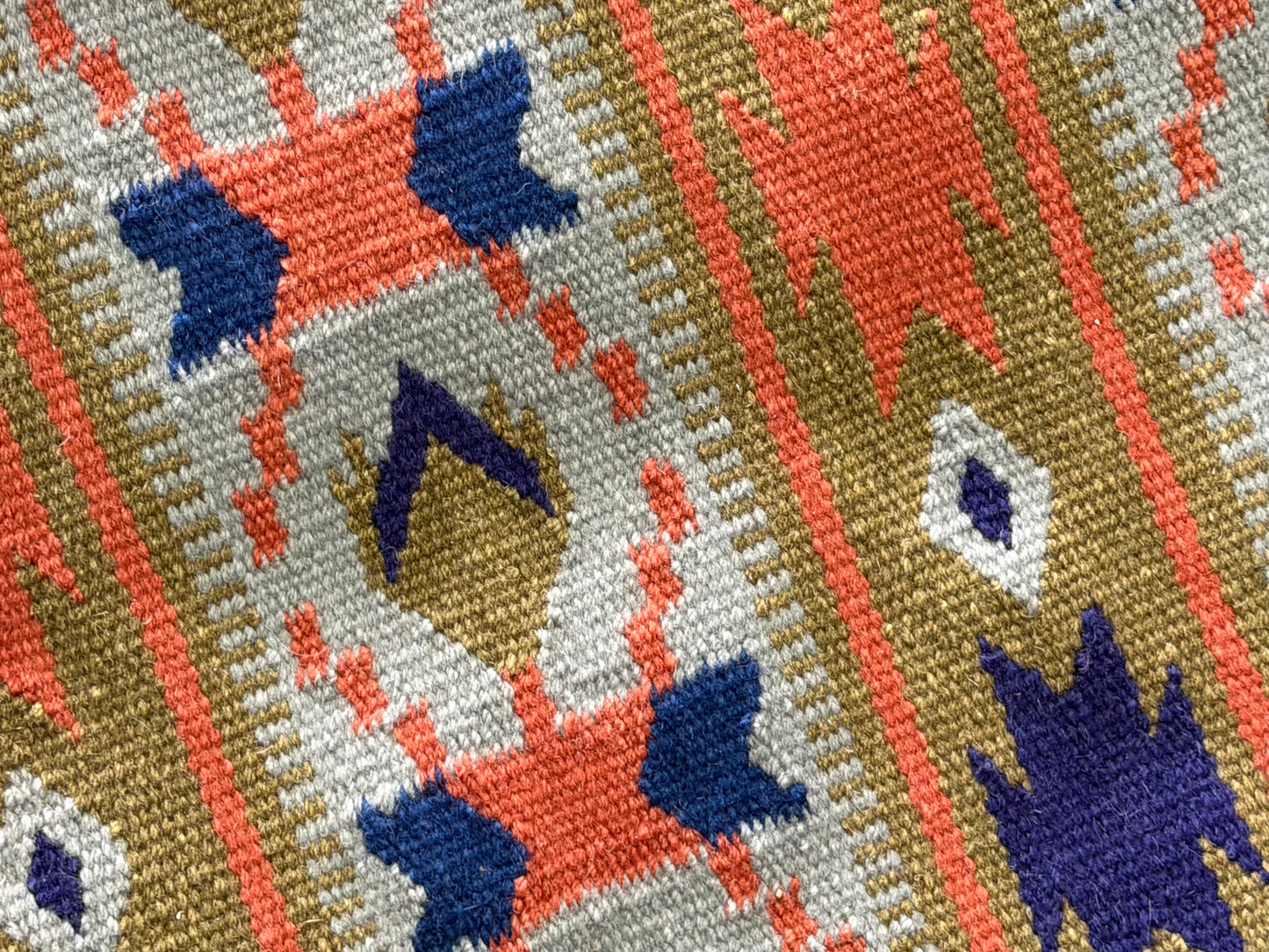 a103 Ranch Oversized Saddle Blanket Navy Blue, Coral, Raw Umber, Light Denim Blue