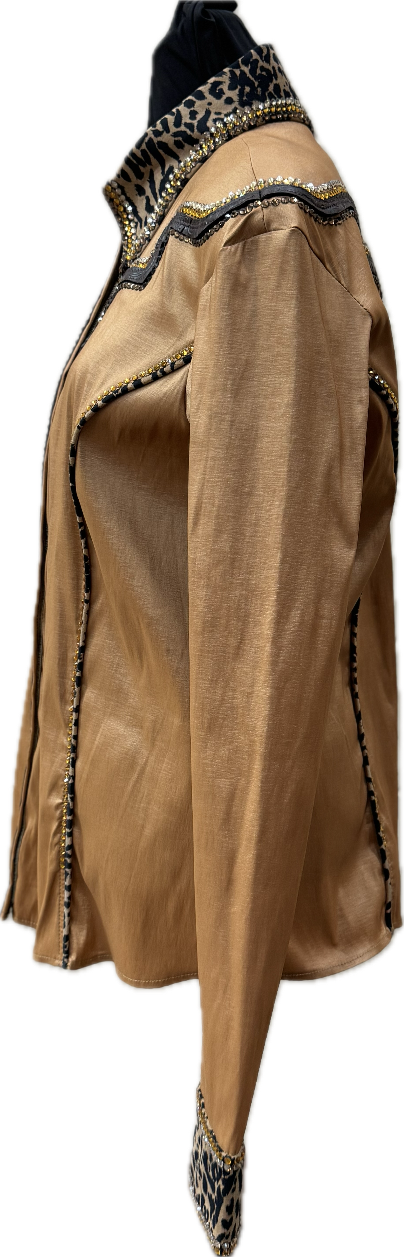 Size Large Gold Stretch Taffeta with Leppard Accents