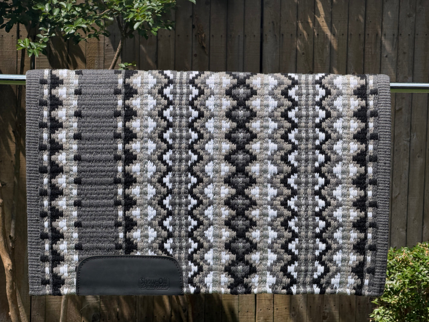 B529 Oversized Saddle Blanket Show Charcoal, Ash, White, Black, Matte Metallic Silver