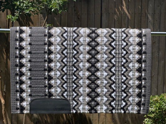 B529 Oversized Saddle Blanket Show Charcoal, Ash, White, Black, Matte Metallic Silver