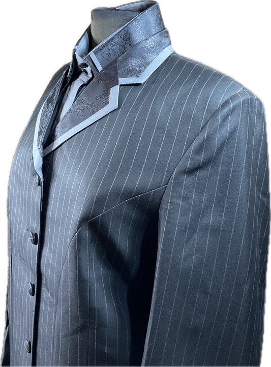 *42 Bust* Black and white pinstripe with matching grey shirt with hidden zippers