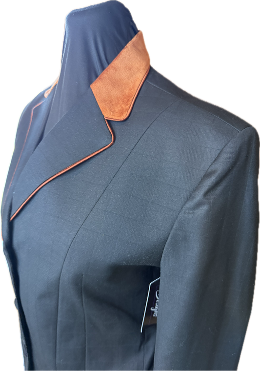 *40 Bust* Black Plaid with Rust Velvet and Piping