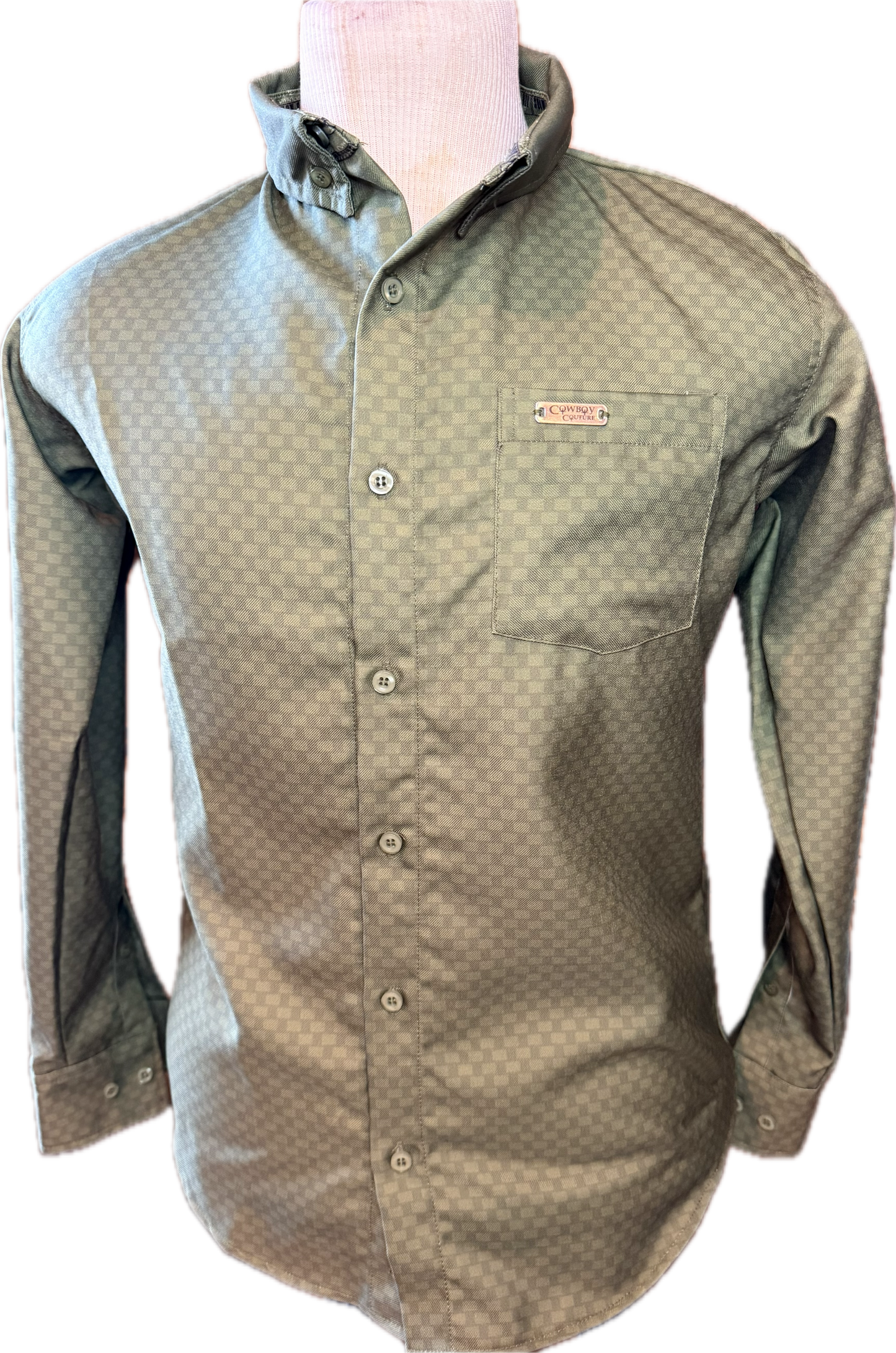 Cowboy Couture Men's Shirt Sage Green -Carbon Fiber -
