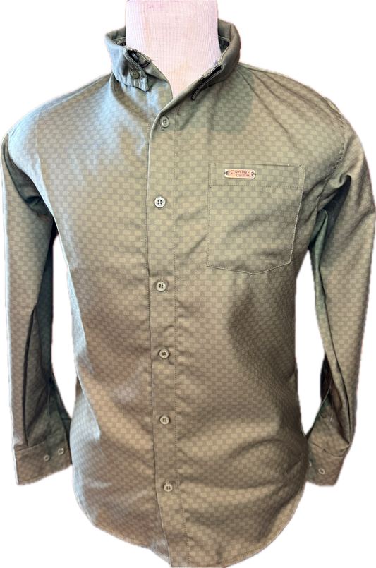 Cowboy Couture Men's Shirt Sage Green -Carbon Fiber -
