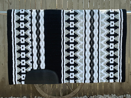 B102 Oversized Saddle Blanket Black, White, Matte Metallic Silver