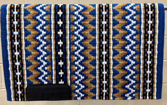 B218 Oversized Saddle Blanket Royal Blue, Black, raw umber, indian tan, white