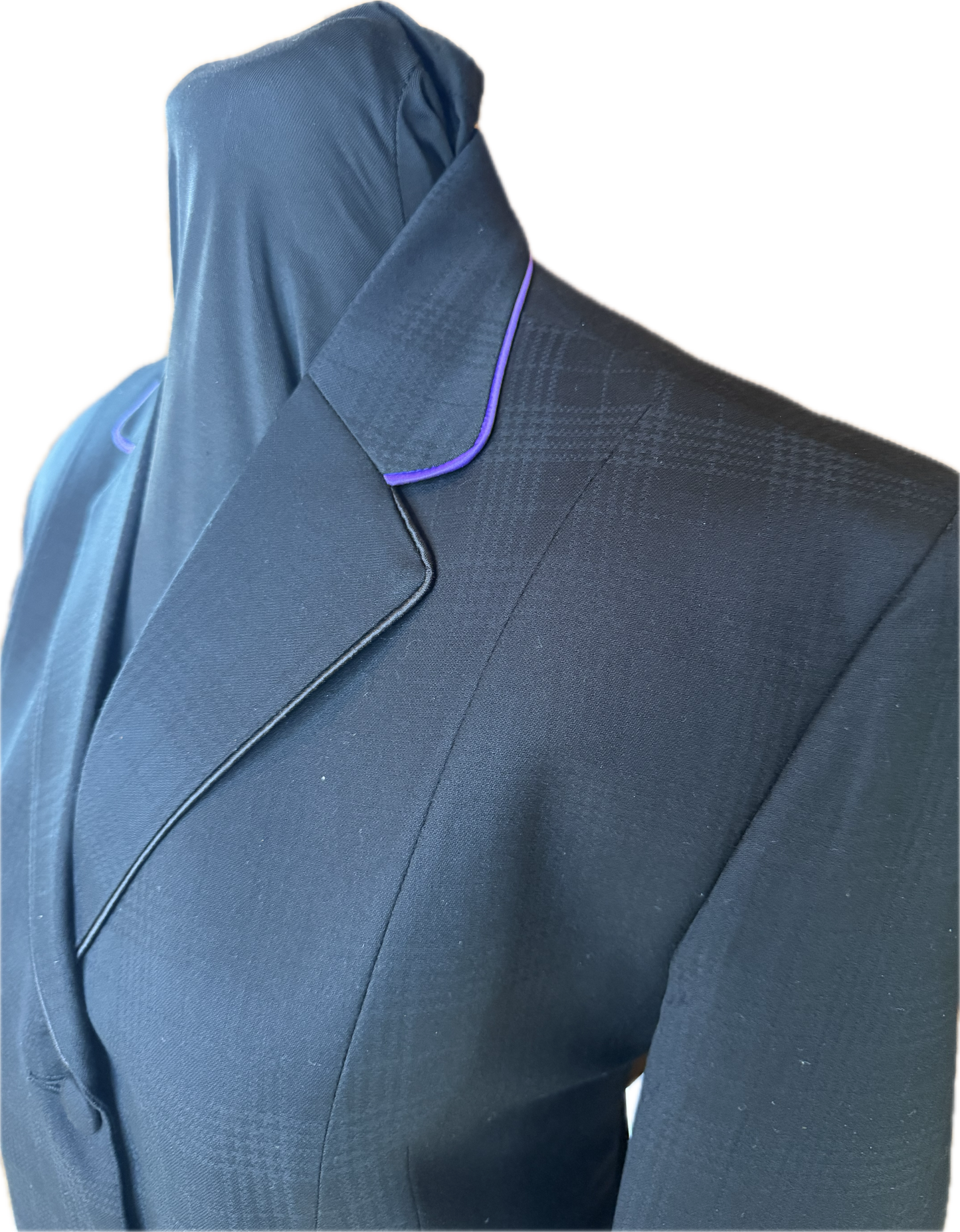*36 Bust* Black Plaid with Purple Piping