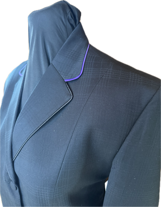 *36 Bust* Black Plaid with Purple Piping