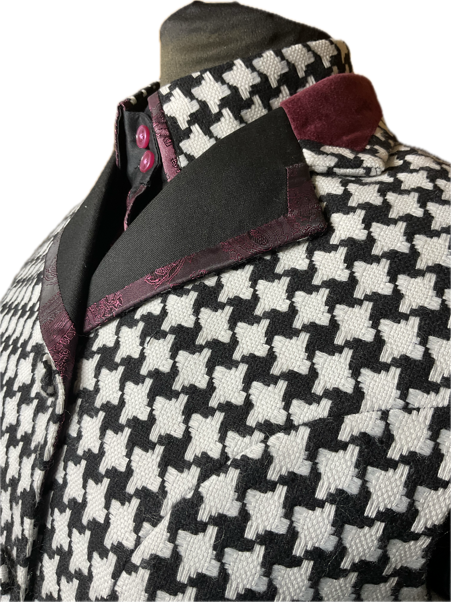 *40 Bust* Vest * Black print and white houndstooth with hidden zipper with matching shirt also with hidden zipper.