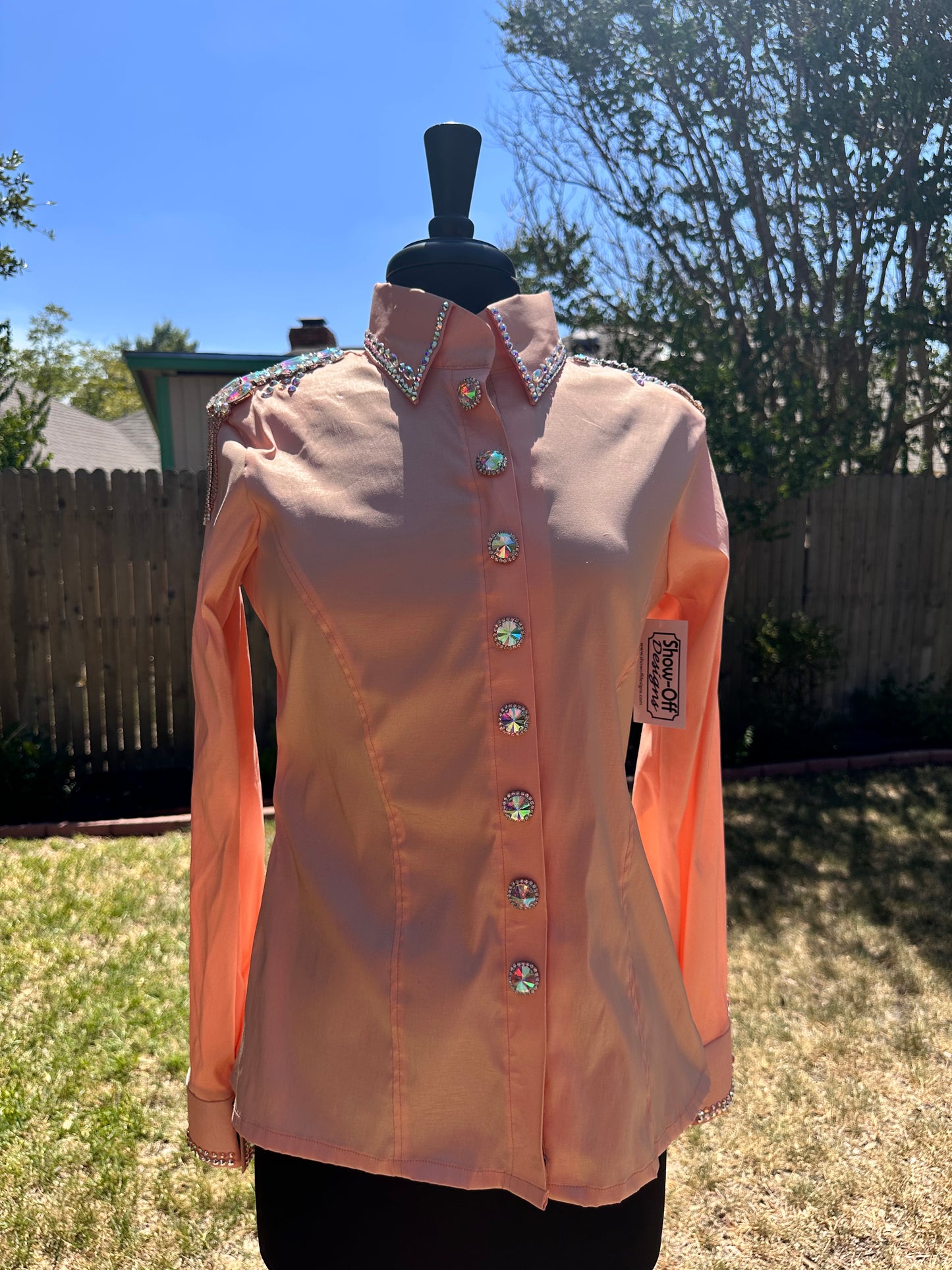 Size medium day shirt stretch taffeta hidden zipper peach