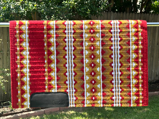 B180 Oversized Saddle Blanket red, white, gold, raw umber