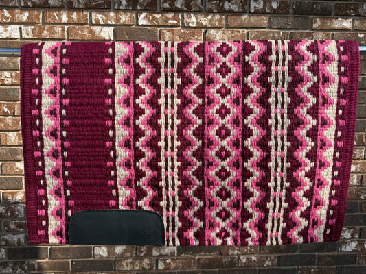 B485 Oversized Saddle Blanket Maroon, Pink, Indian Tan