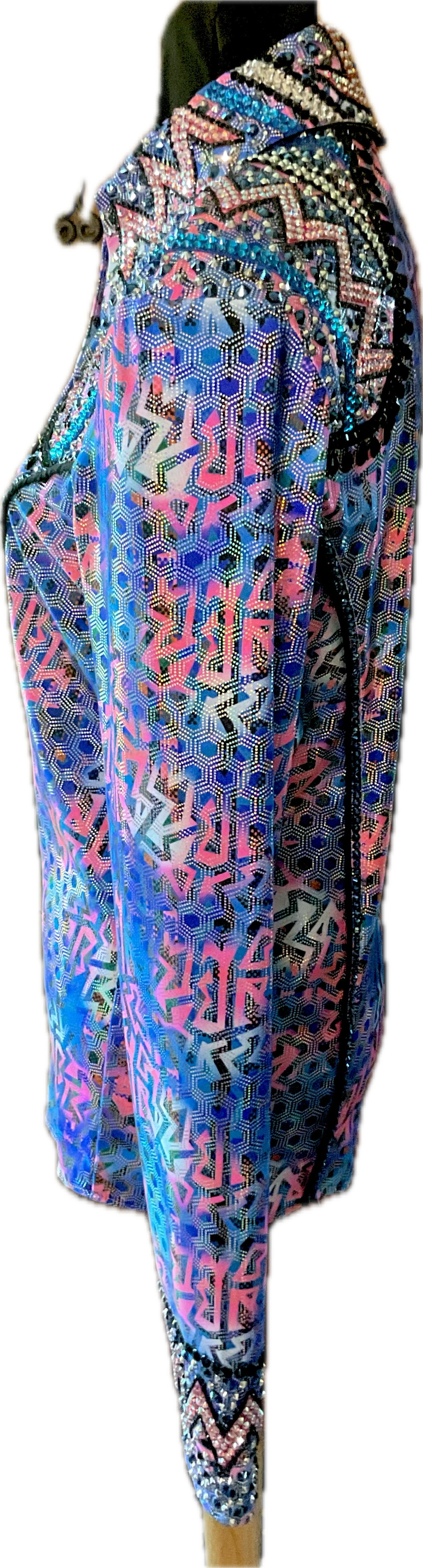 Large Stretch Lycra Day Shirt Print with Pink and Blue